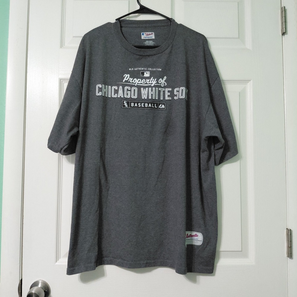 Majestic Chicago White Sox Baseball Gray Athletic Casual T Shirt Mens 2XL
